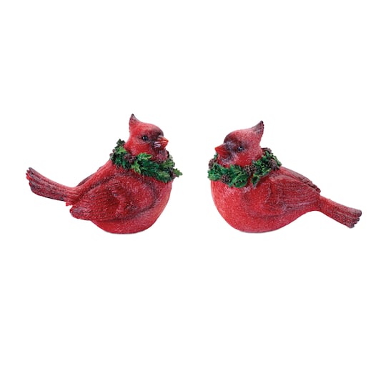 Melrose Red Cardinal Bird with Wreath Figurine Set